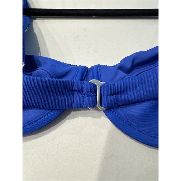 ONEONE One One Cobalt Blue Bikini Top Underwire Size Medium Ribbed Swim Sexy - Picture 4 of 6